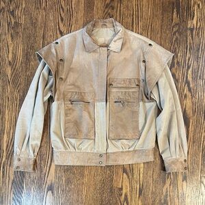 Vintage 80s Leather and Canvas Motorcycle Jacket